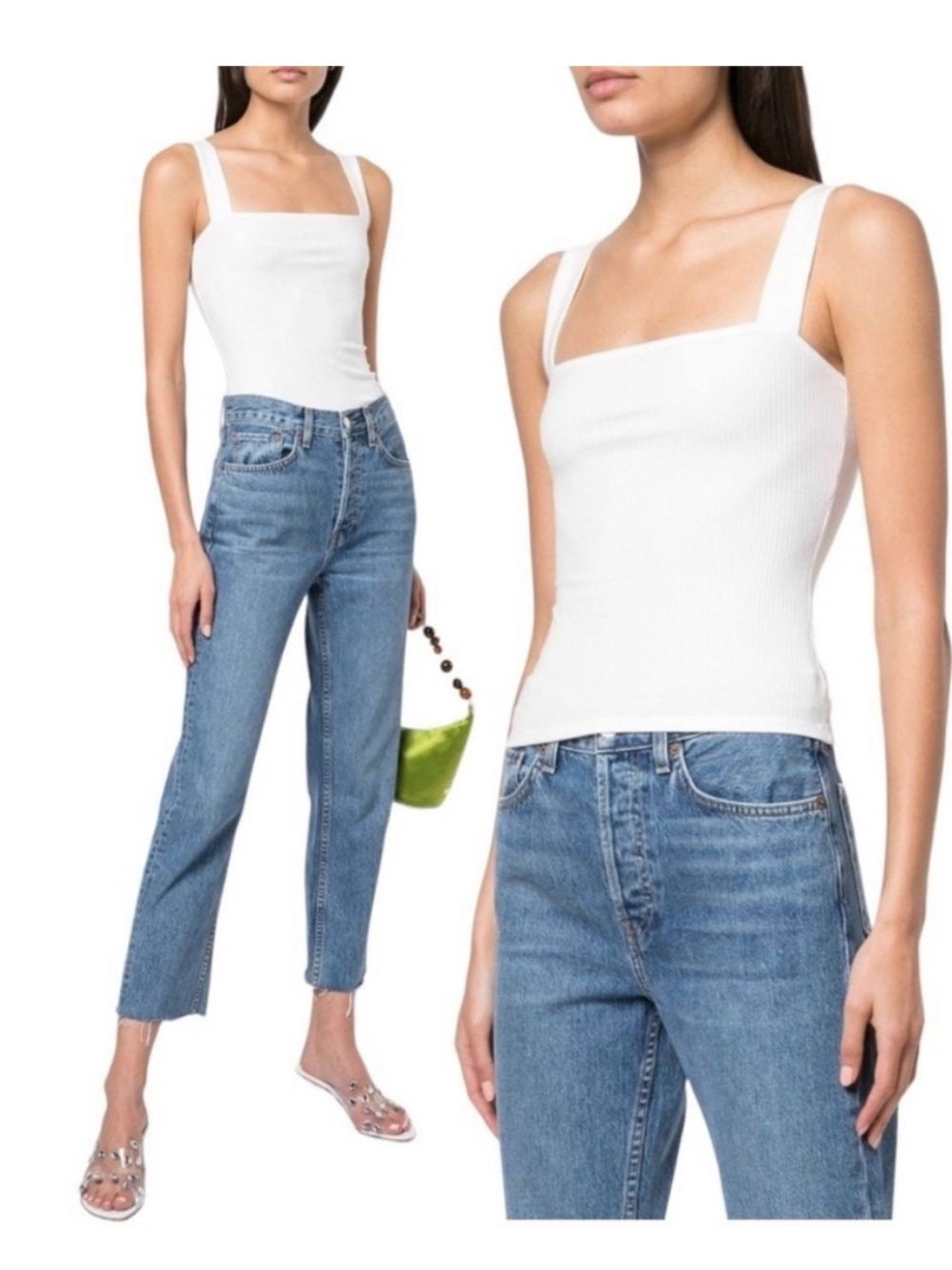 Reformation white knit tank top